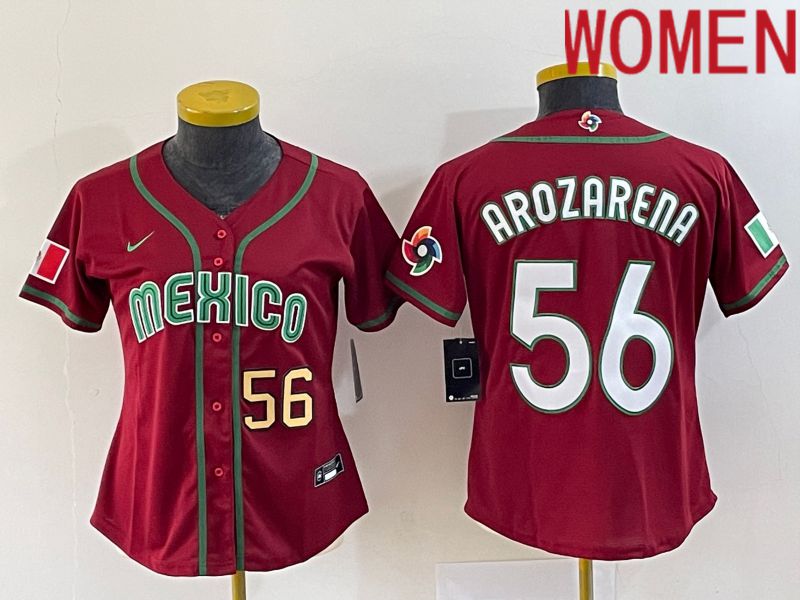 Women 2023 World Cub Mexico 56 Arozarena Red Nike MLB Jersey9